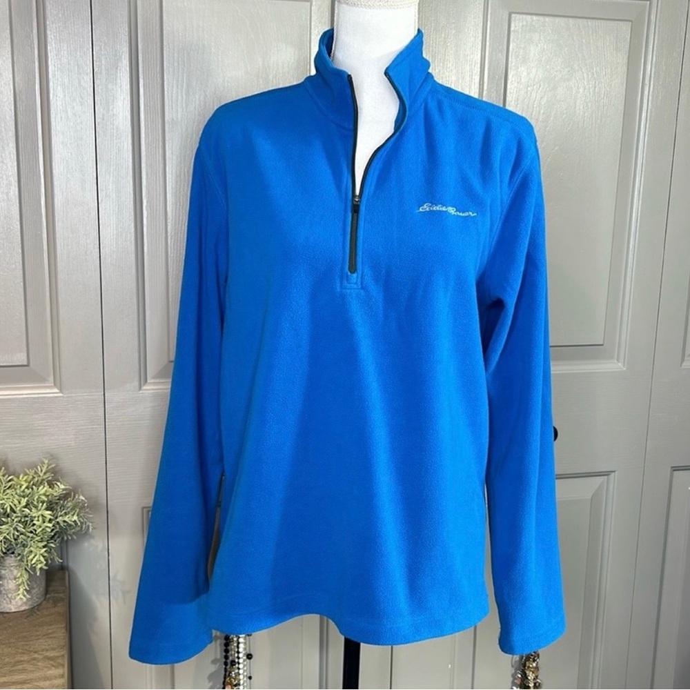 Eddie Bauer  Blue Fleece 1/4 Zip Pull Over Jacket Mens Small